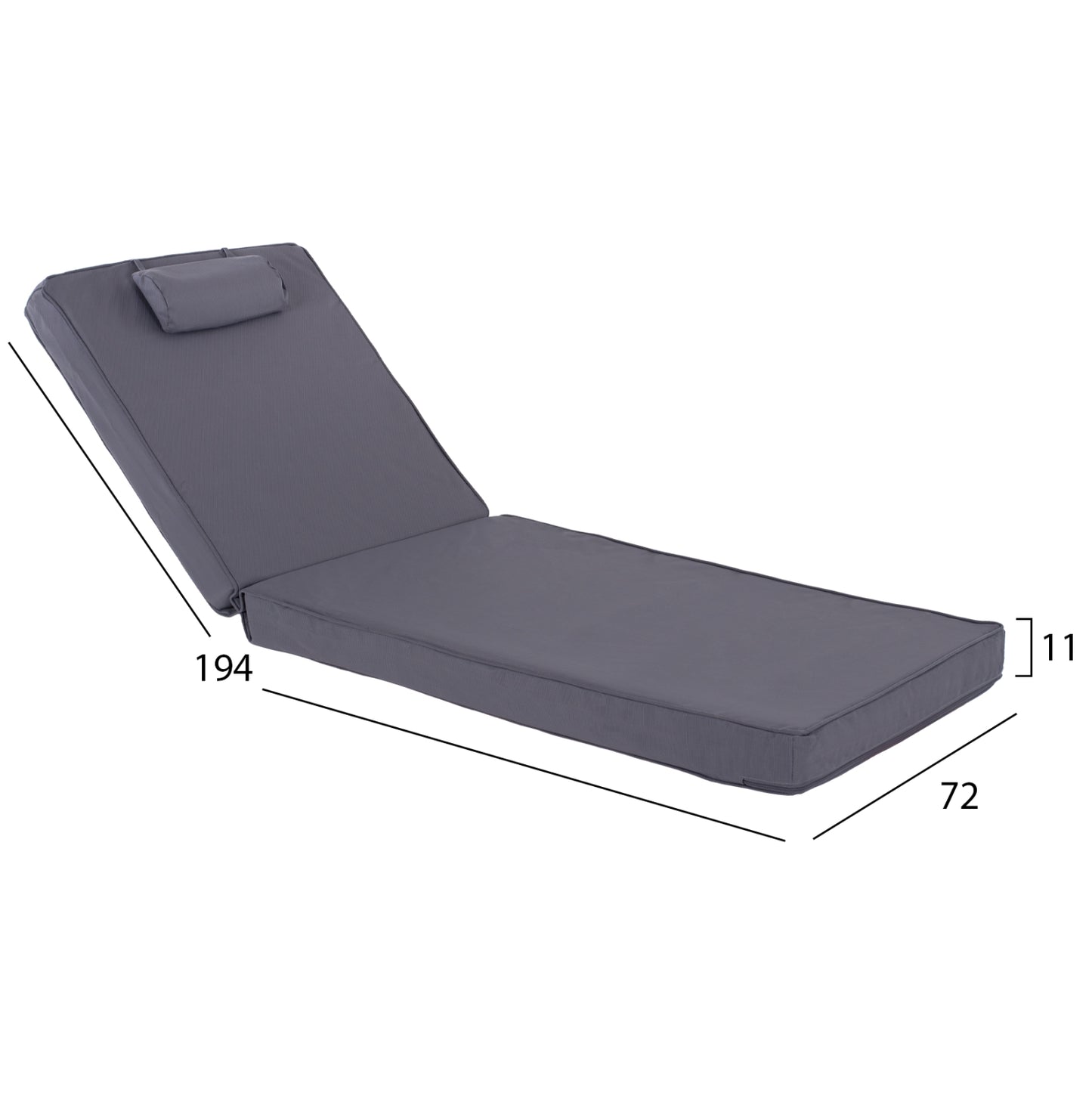 Sunbed Cushion Hm11237.30t Textline Grey 194(114+1+73)x72x11hcm.