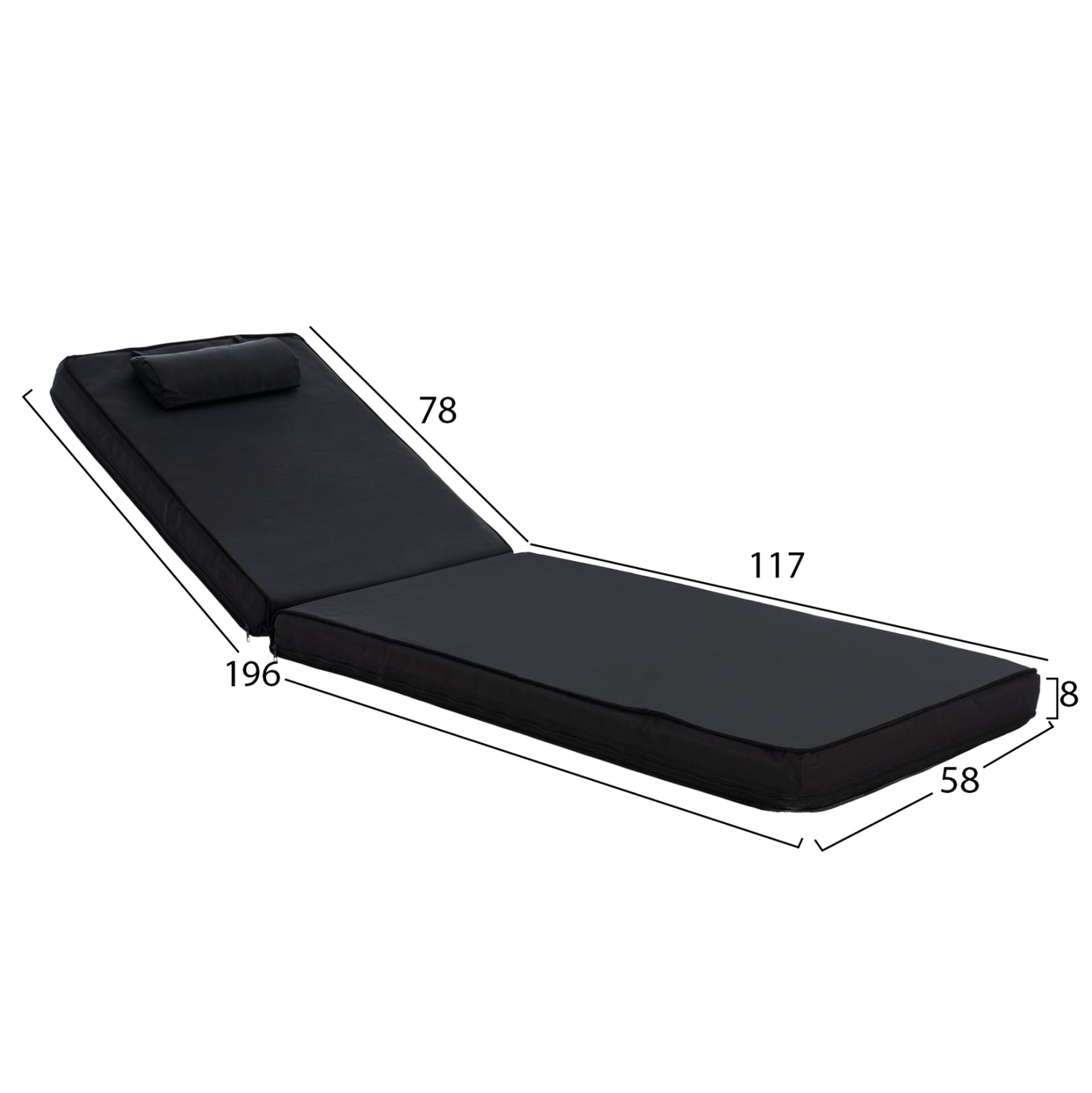 Sunbed Cushion Textline Sifnos Black Hm11236.05t 196(117+1+78)x58x8 Cm