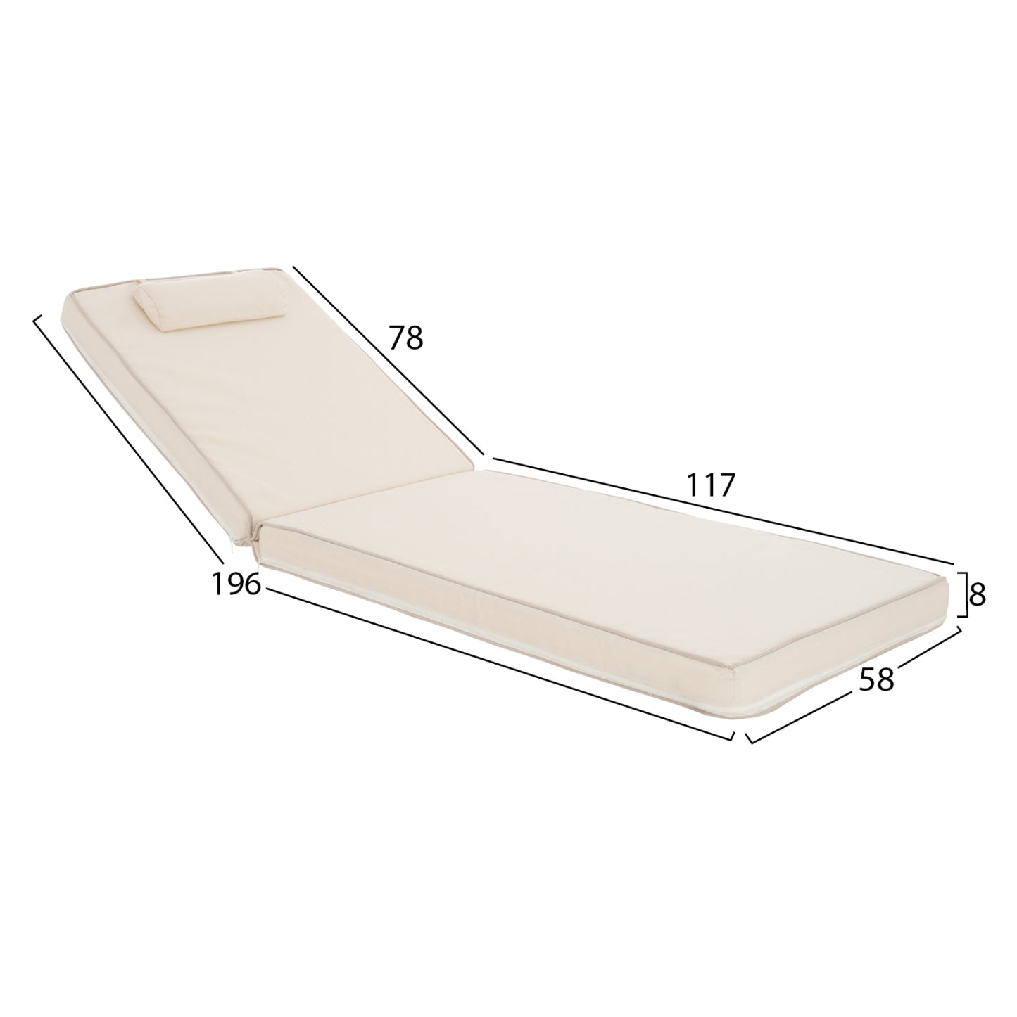 Sunbed Cushion Textline Sifnos Beige Hm11236.60t 196(117+1+78)x58x8 Cm