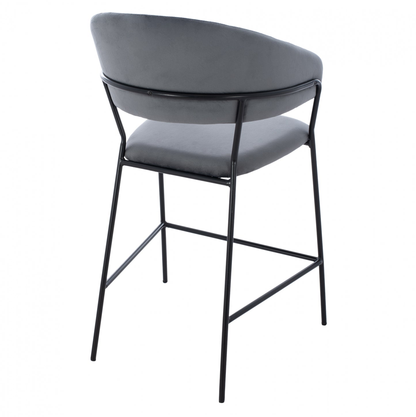Medium Height Stool ΗΜ8734.01 Gray Velvet With Black Frame 60x55x100y Cm.