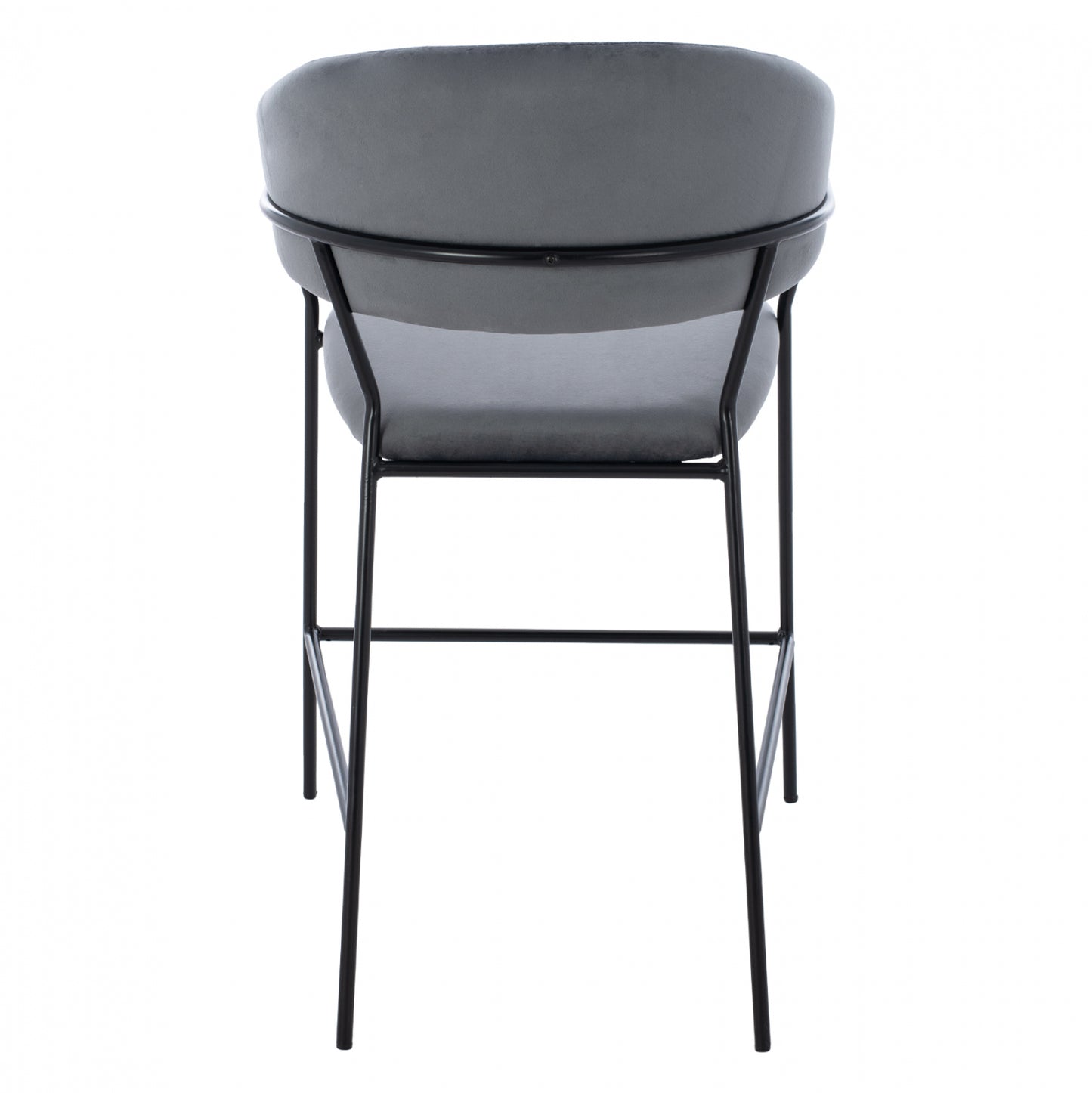 Medium Height Stool ΗΜ8734.01 Gray Velvet With Black Frame 60x55x100y Cm.