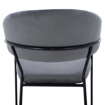 Medium Height Stool ΗΜ8734.01 Gray Velvet With Black Frame 60x55x100y Cm.