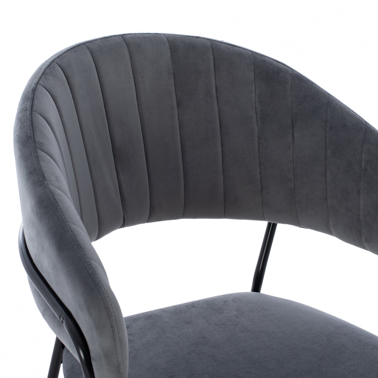 Medium Height Stool ΗΜ8734.01 Gray Velvet With Black Frame 60x55x100y Cm.