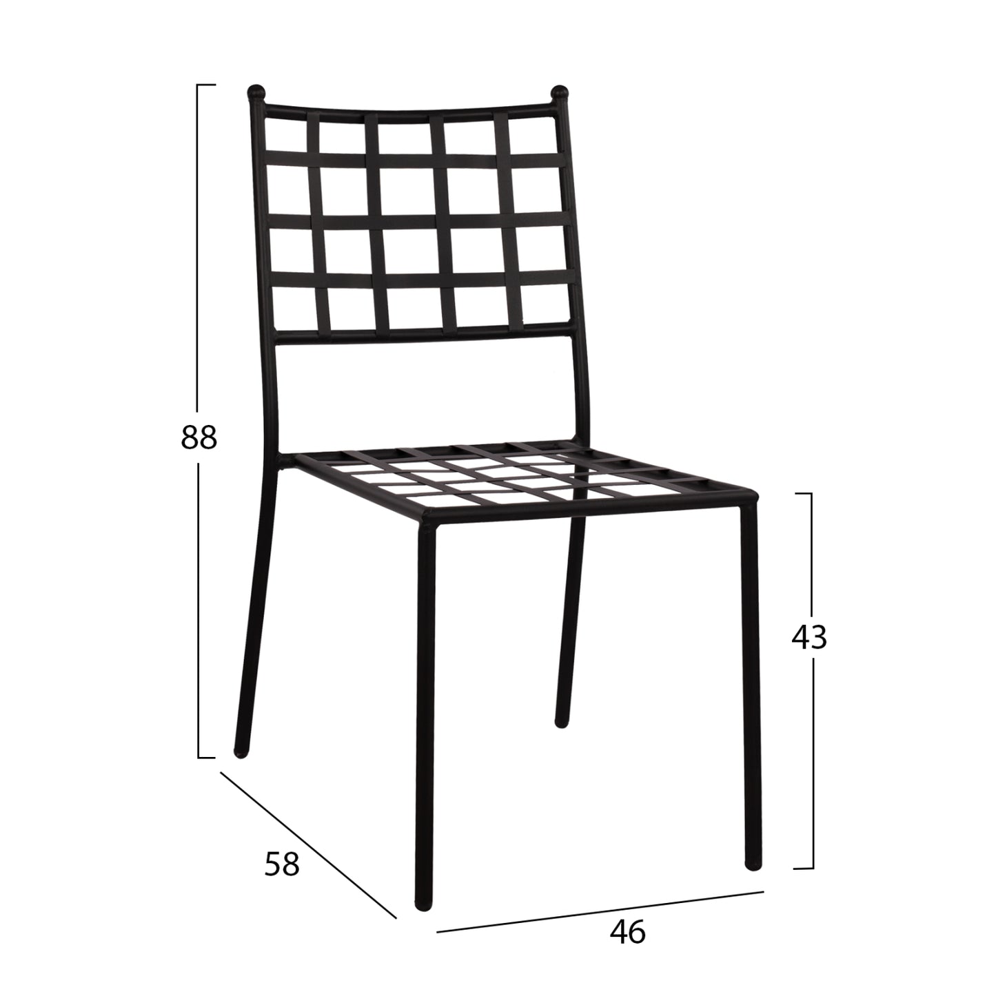 Metallic Chair Hm5509 In Black Color 46x58x88  Cm