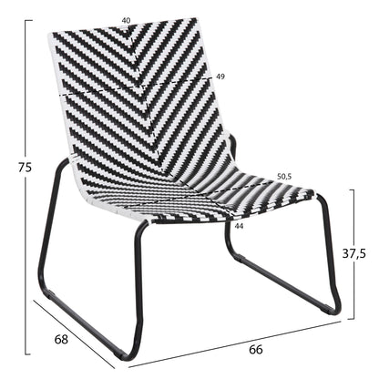 Metal Chair Pony Hm6082 Black & White Synthetic Rattan 66x68x75hcm.