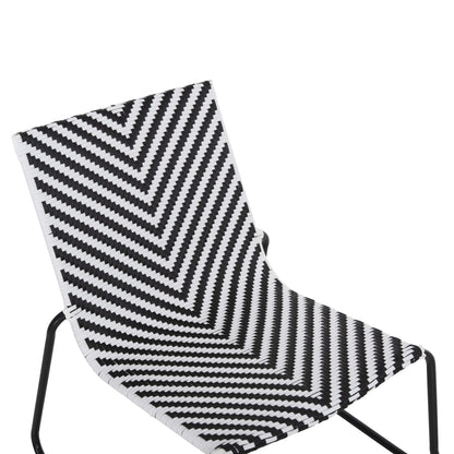 Metal Chair Pony Hm6082 Black & White Synthetic Rattan 66x68x75hcm.