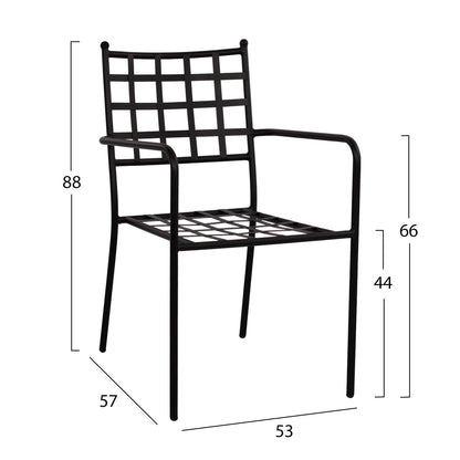 Metallic Armchair Hm5508 Black Color 46x58x88 Cm