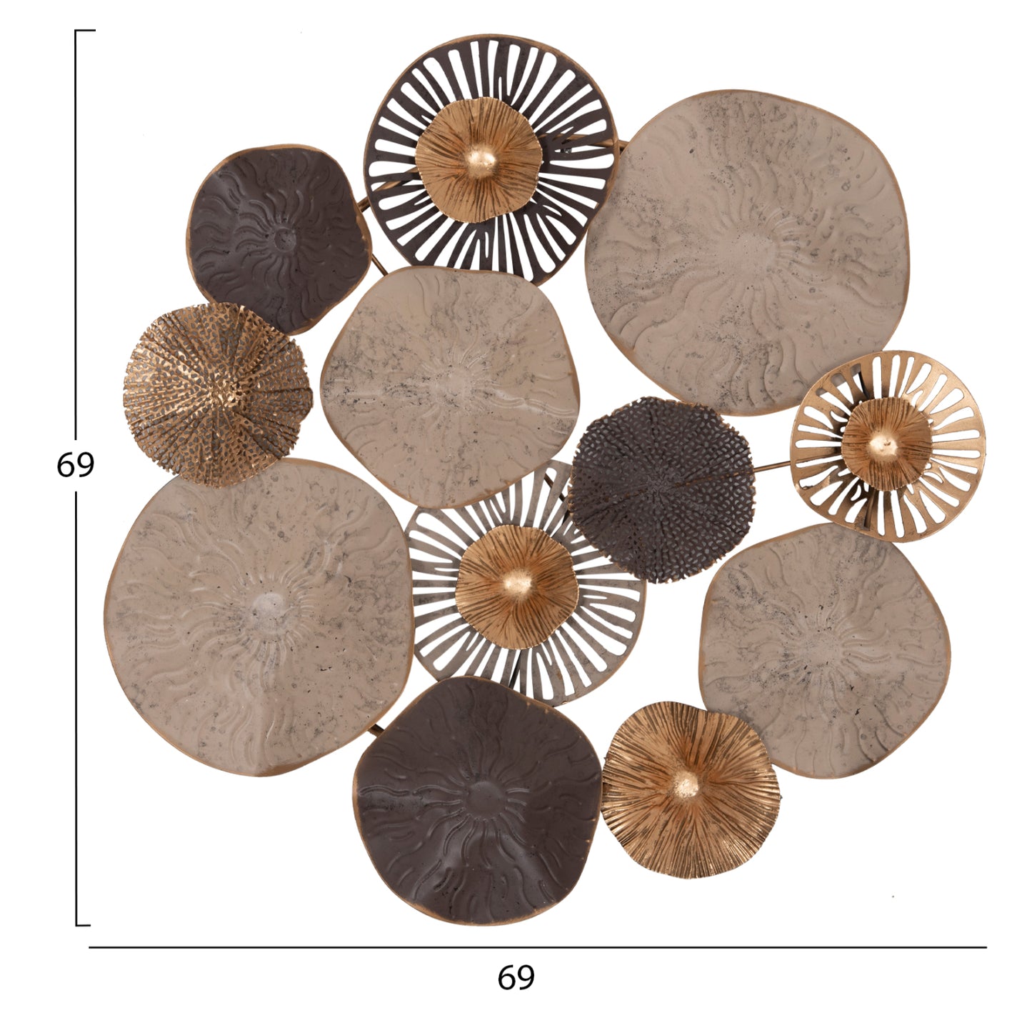 Metallic Wall Decoration Hm7163 Brown Ecru Gold 69x8x69y Cm.