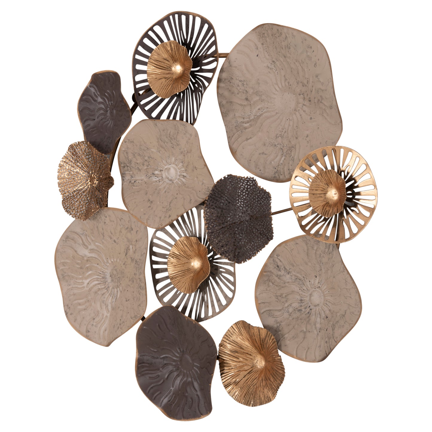 Metallic Wall Decoration Hm7163 Brown Ecru Gold 69x8x69y Cm.