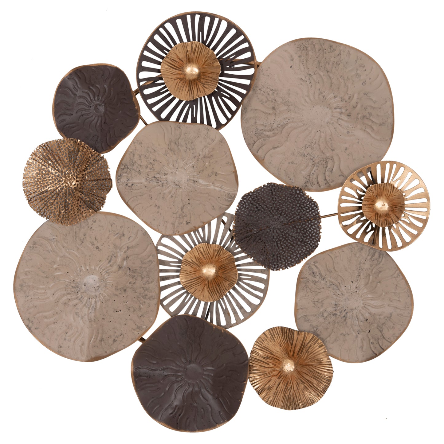 Metallic Wall Decoration Hm7163 Brown Ecru Gold 69x8x69y Cm.