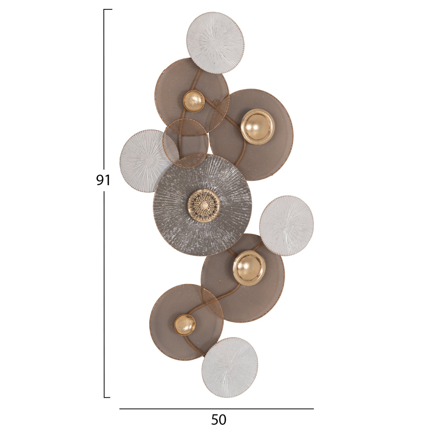 Metal Wall Decoration Hm7165 Gold White 91x6x50y Cm.