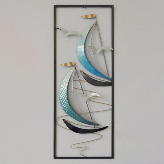 Metal Wall Decoration Hm7185 Blue Black 28x4x75Η Cm.