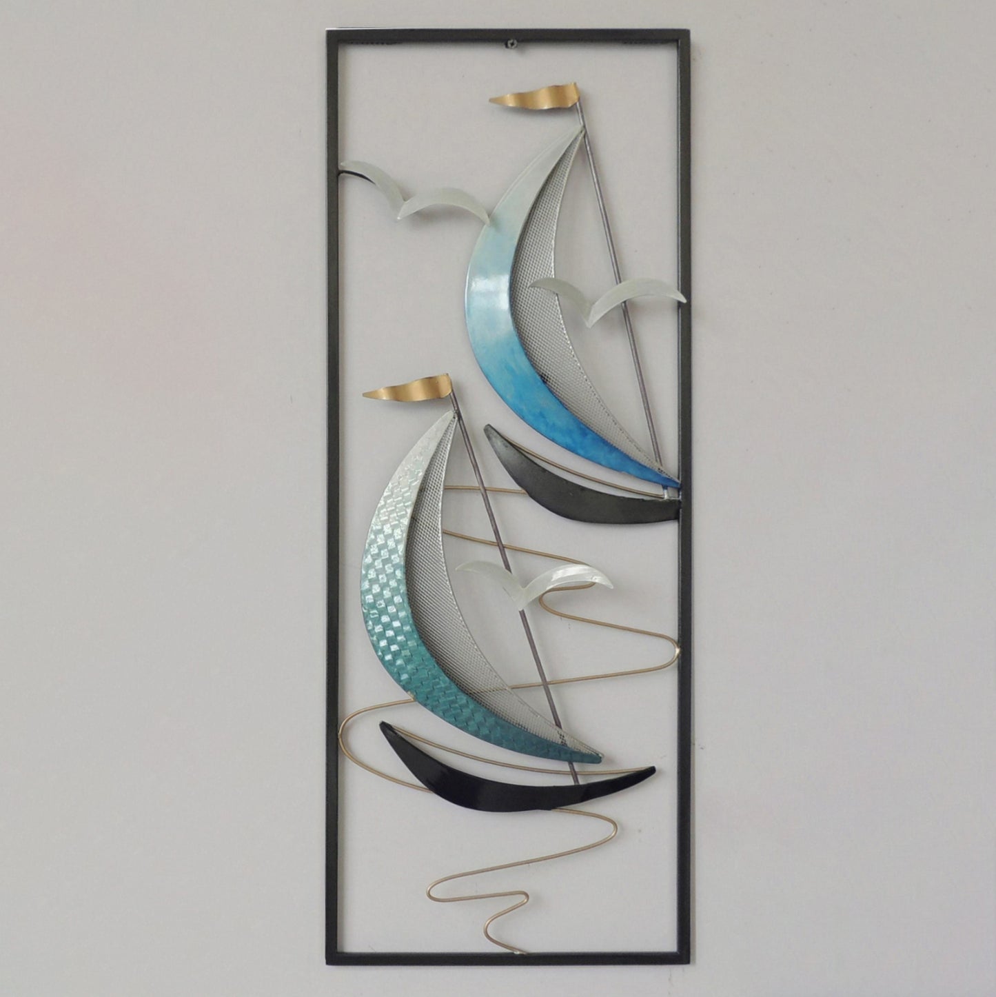 Metal Wall Decoration Hm7185 Blue Black 28x4x75Η Cm.