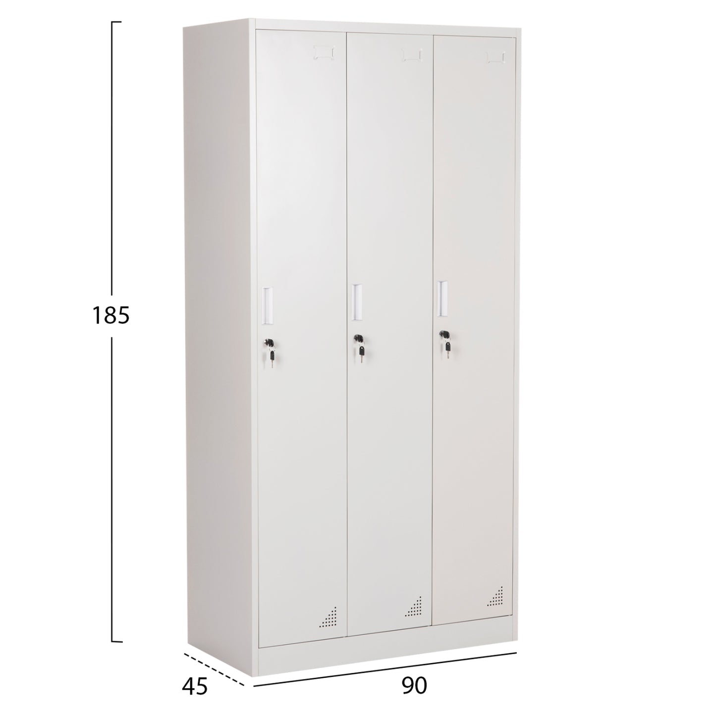 Metal Triple Locker With Keylocks Altona Hm5634.11 Grey 90x45x185hcm.