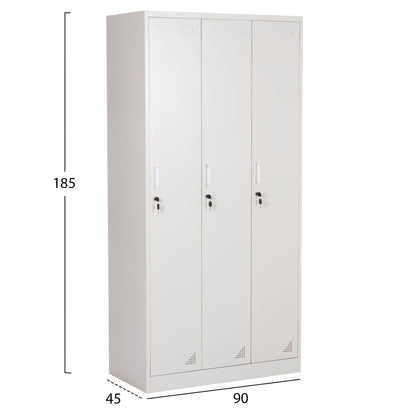 Metal Triple Locker With Keylocks Altona Hm5634.11 Grey 90x45x185hcm.