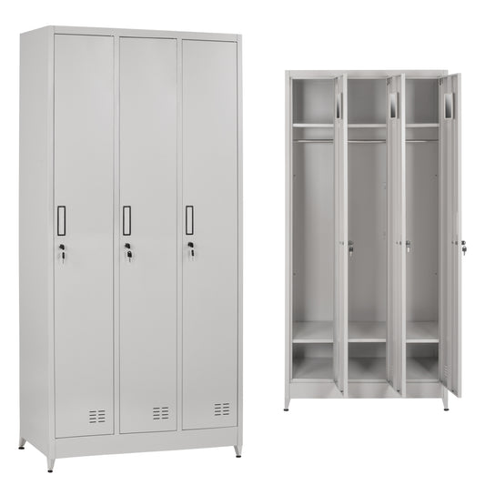 Metal Triple Locker With Keylocks & Legs Altona Hm21103 Grey 90x45x185hcm.