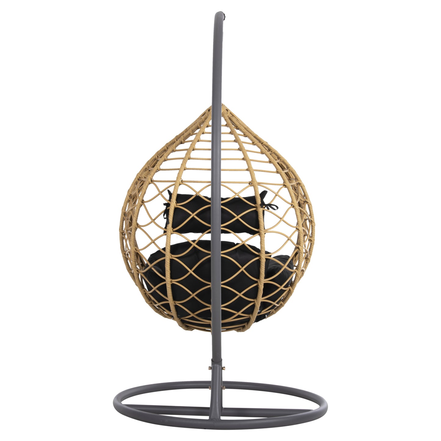 Single Hanging Nest With Footrest Gracie Hm5755.02 Beige Synthetic Rattan-grey Steel Frame Φ104x200hcm.