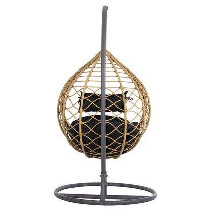 Single Hanging Nest With Footrest Gracie Hm5755.02 Beige Synthetic Rattan-grey Steel Frame Φ104x200hcm.