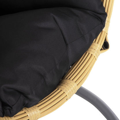 Single Hanging Nest With Footrest Gracie Hm5755.02 Beige Synthetic Rattan-grey Steel Frame Φ104x200hcm.