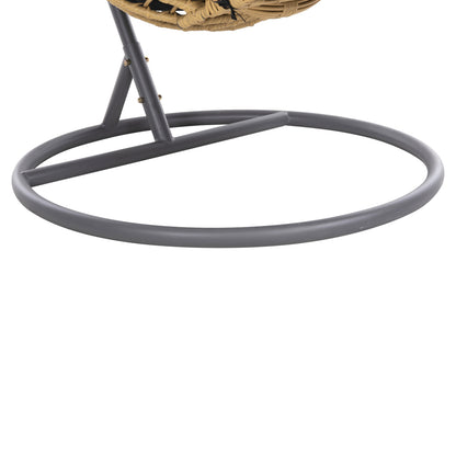 Single Hanging Nest With Footrest Gracie Hm5755.02 Beige Synthetic Rattan-grey Steel Frame Φ104x200hcm.