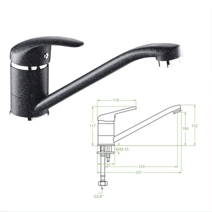 Faucet For Kitchen Countertop Hm4869.03 Long Faucet Spout--black Granite--25.1x12.2hcm