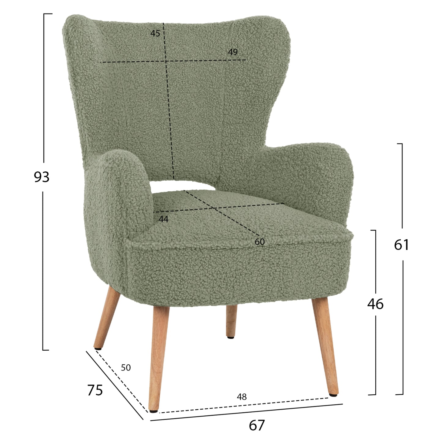 Armchair Mylie Hm8394.27 Pistachio Green Boucle Fabric 66x75x93hcm.