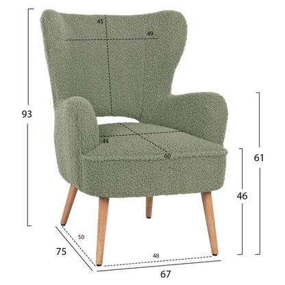 Armchair Mylie Hm8394.27 Pistachio Green Boucle Fabric 66x75x93hcm.