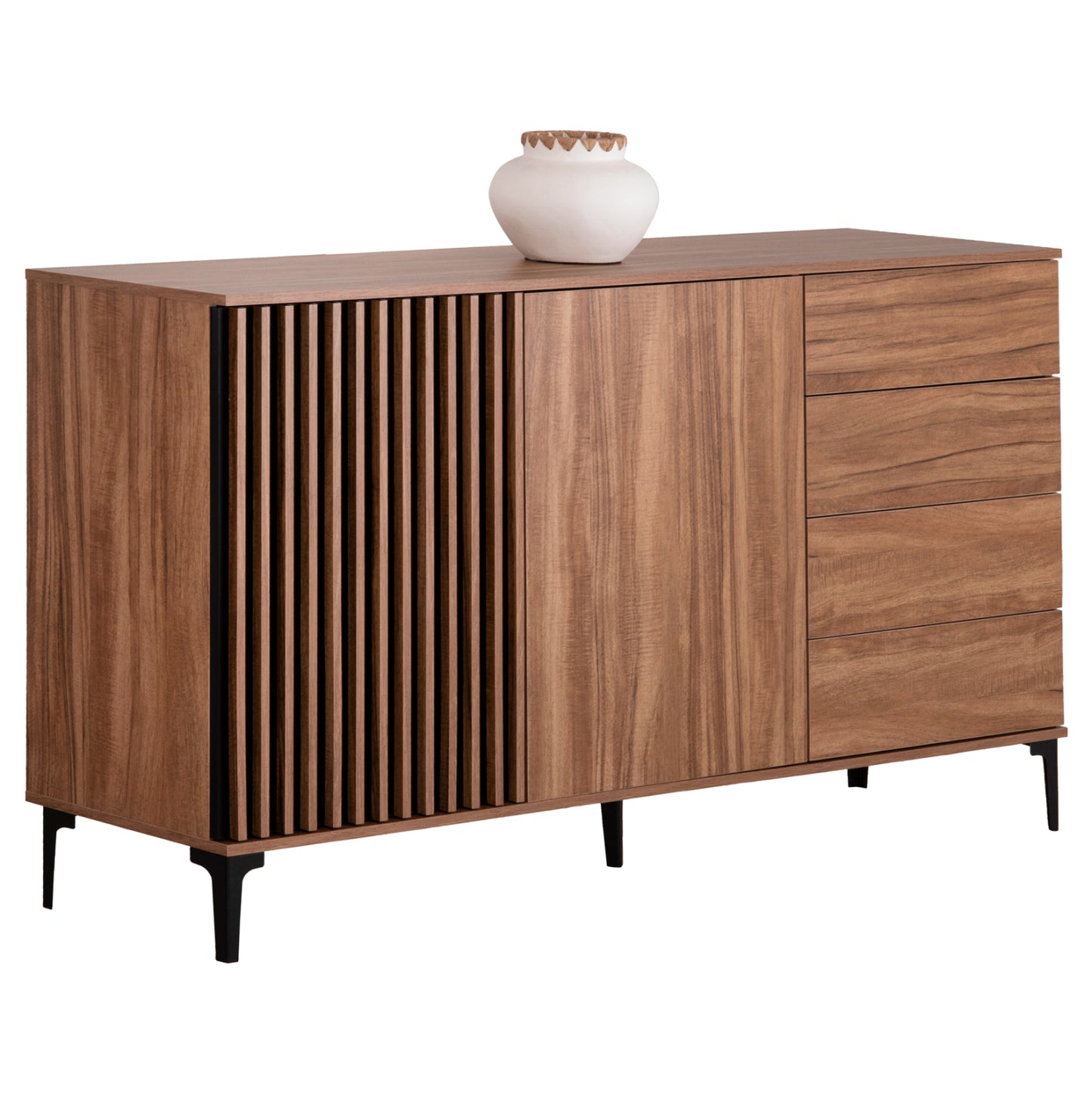 Sideboard Series Harry Hm18006.01 Melamine In Natural Wood Color And Black 180x40x92hcm.