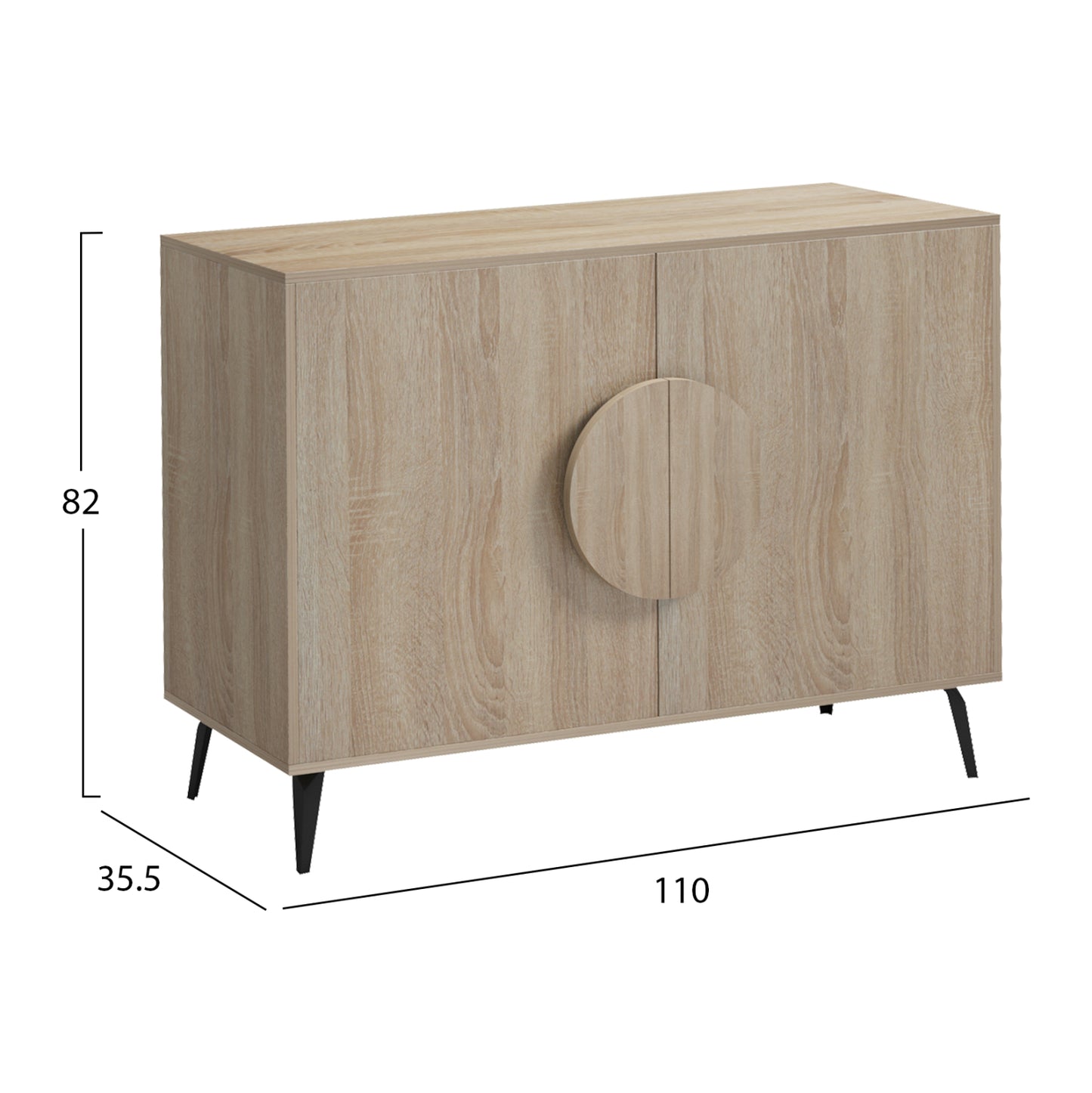 Sideboard Savore Hm18367.01 Melamine In Sonama-black Metal Legs 110x35.5x82hcm.