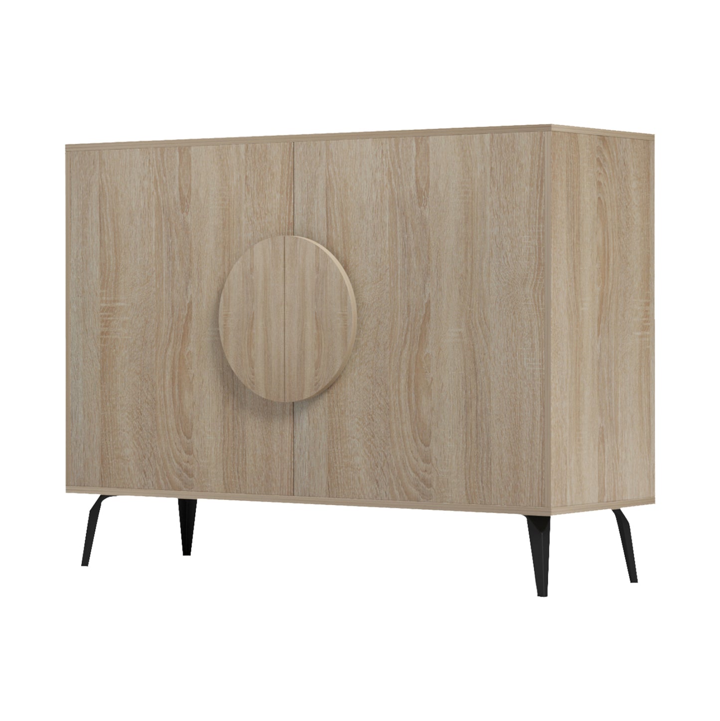 Sideboard Savore Hm18367.01 Melamine In Sonama-black Metal Legs 110x35.5x82hcm.