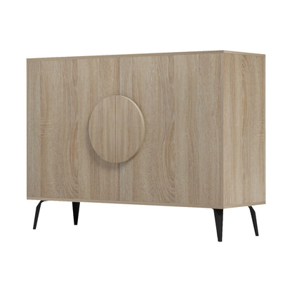 Sideboard Savore Hm18367.01 Melamine In Sonama-black Metal Legs 110x35.5x82hcm.