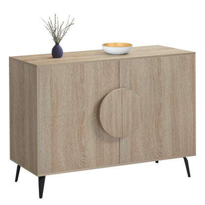 Sideboard Savore Hm18367.01 Melamine In Sonama-black Metal Legs 110x35.5x82hcm.