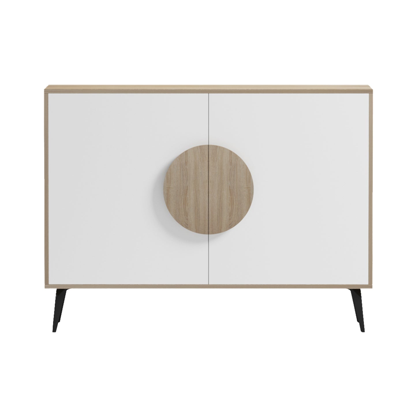 Sideboard Savore Hm18367.11 Melamine In Sonama/white--black Metal Legs 110x35.5x82hcm.