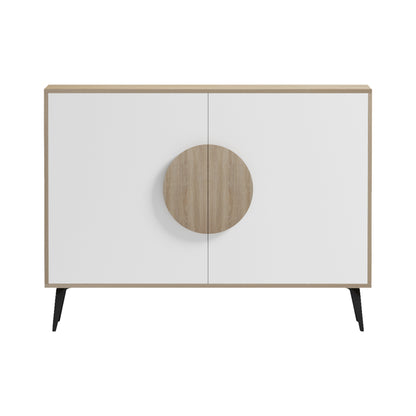 Sideboard Savore Hm18367.11 Melamine In Sonama/white--black Metal Legs 110x35.5x82hcm.