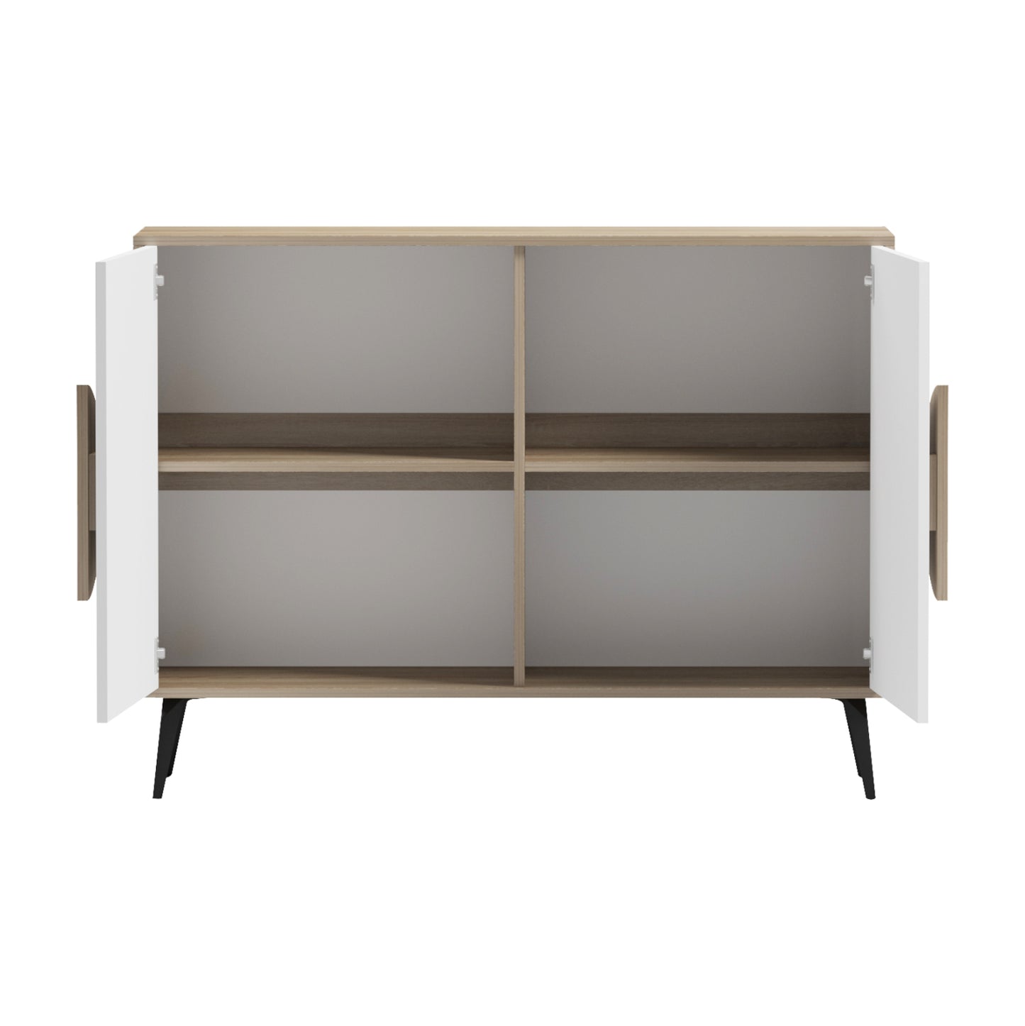 Sideboard Savore Hm18367.11 Melamine In Sonama/white--black Metal Legs 110x35.5x82hcm.