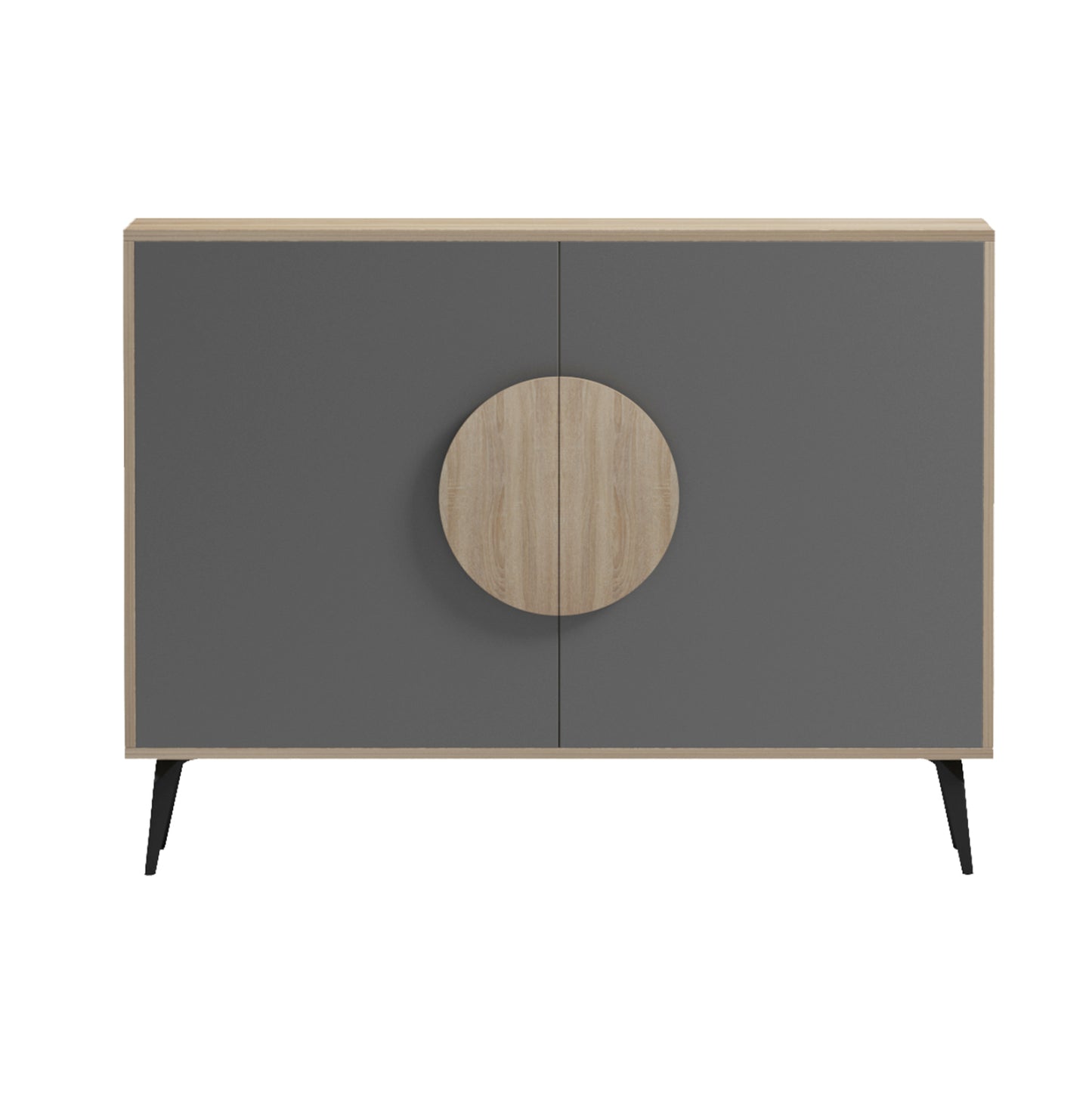 Sideboard Savore Hm18367.13 Melamine In Sonama/grey--black Metal Legs 110x35.5x82hcm.