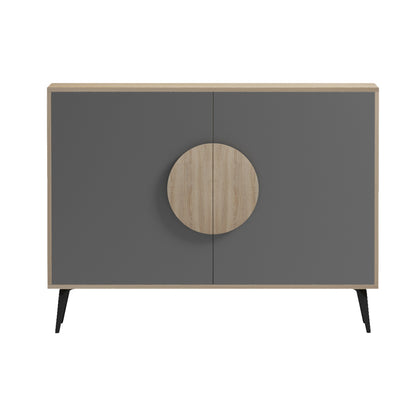 Sideboard Savore Hm18367.13 Melamine In Sonama/grey--black Metal Legs 110x35.5x82hcm.