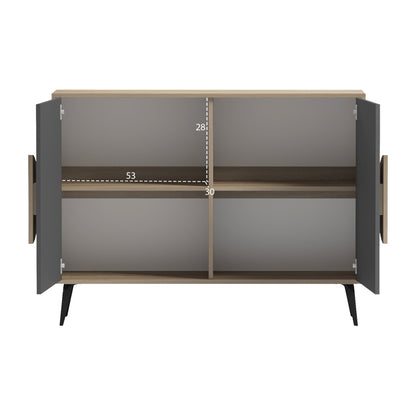 Sideboard Savore Hm18367.13 Melamine In Sonama/grey--black Metal Legs 110x35.5x82hcm.