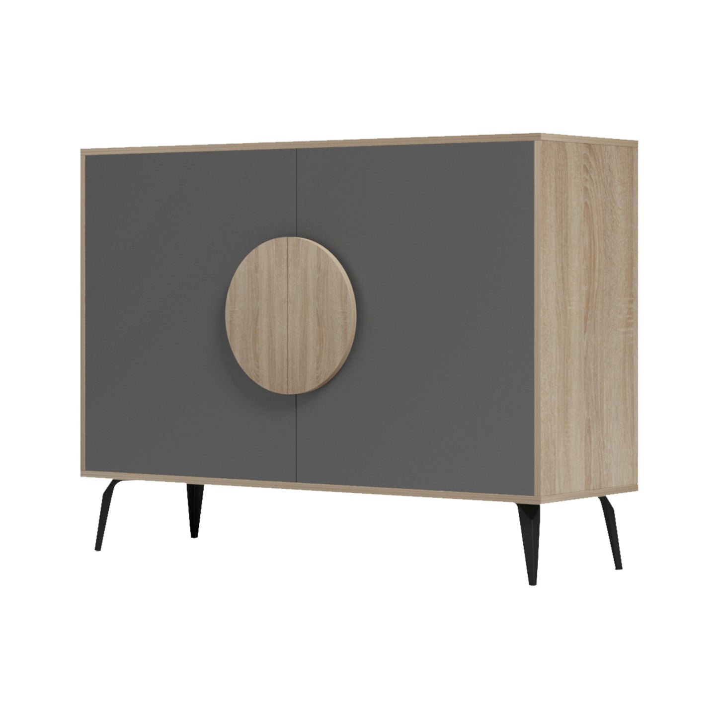 Sideboard Savore Hm18367.13 Melamine In Sonama/grey--black Metal Legs 110x35.5x82hcm.