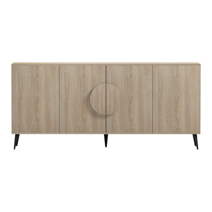 Sideboard Savore Hm18368.01 Melamine In Sonama-black Metal Legs 180x35.5x82hcm.
