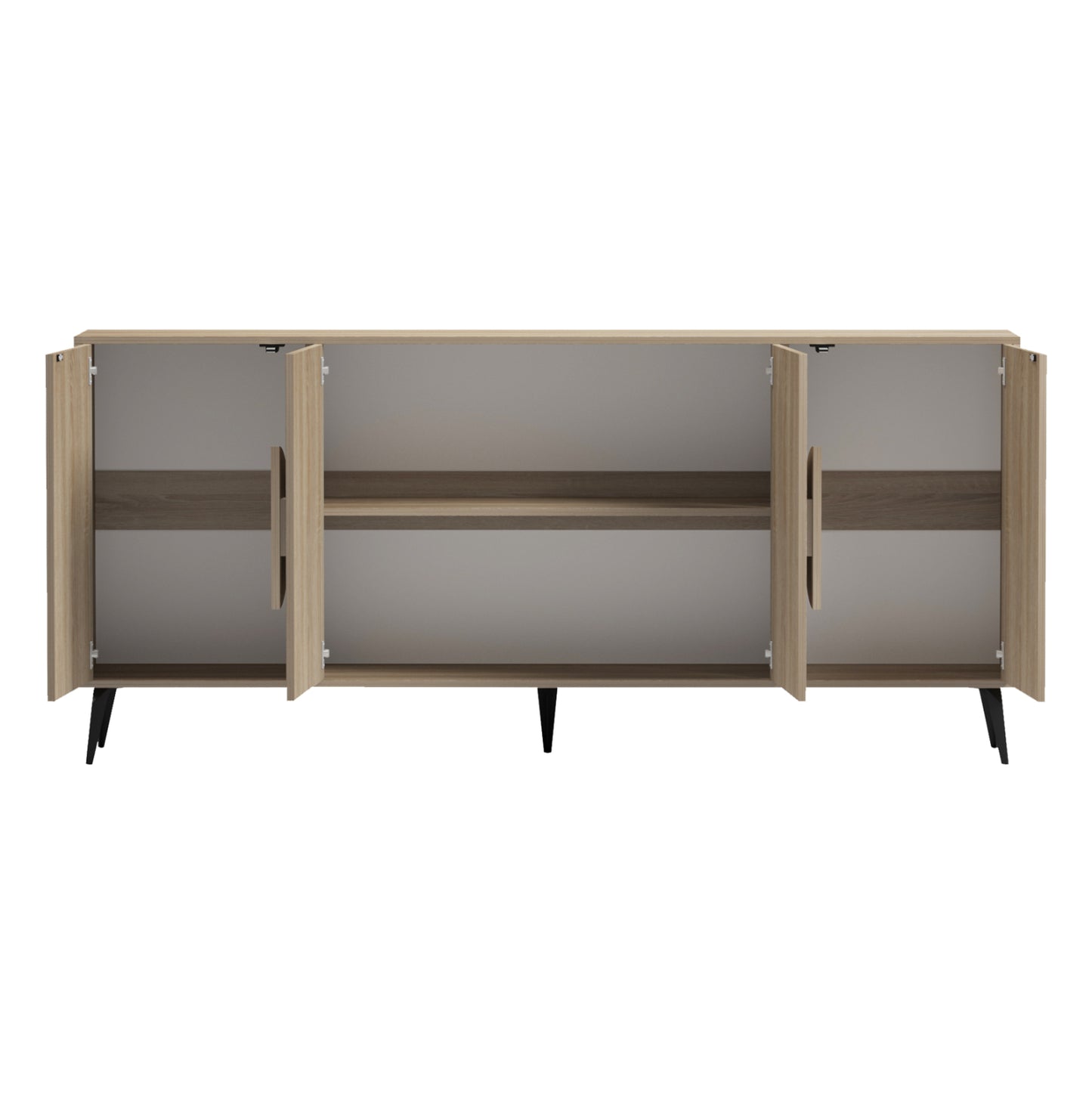 Sideboard Savore Hm18368.01 Melamine In Sonama-black Metal Legs 180x35.5x82hcm.