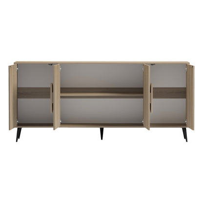 Sideboard Savore Hm18368.01 Melamine In Sonama-black Metal Legs 180x35.5x82hcm.