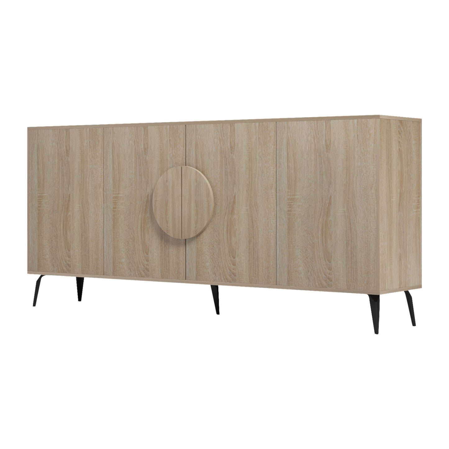 Sideboard Savore Hm18368.01 Melamine In Sonama-black Metal Legs 180x35.5x82hcm.