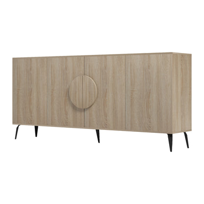 Sideboard Savore Hm18368.01 Melamine In Sonama-black Metal Legs 180x35.5x82hcm.