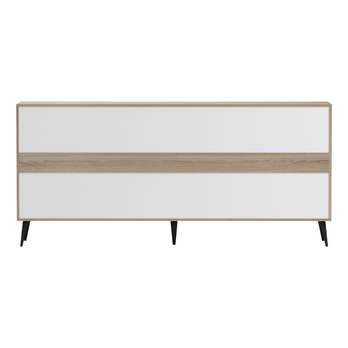 Sideboard Savore Hm18368.11 Melamine In Sonama/white--black Metal Legs 180x35.5x82hcm.