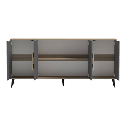 Sideboard Savore Hm18368.13 Melamine In Sonama/grey--black Metal Legs 180x35.5x82hcm.