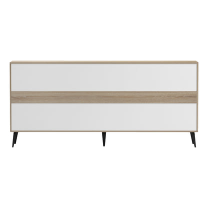 Sideboard Savore Hm18368.13 Melamine In Sonama/grey--black Metal Legs 180x35.5x82hcm.