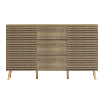 Sideboard Faestro Hm18371 Melamine In Natural Wood Color--solid Beech Wood Legs 140x40x85hcm.