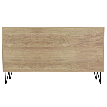 Sideboard Cabron Hm8874.12 Melamine In Sonama-black Marble & Black Metal Legs 142x40x83hcm.