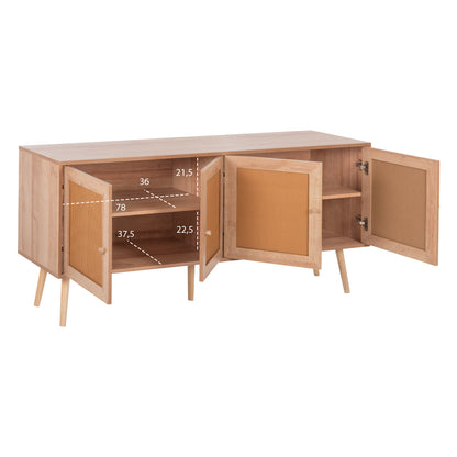 Buffet Colm Hm9440.11 Melamine With Synthetic Rattan On 4 Doors 160x39,5x71hcm.